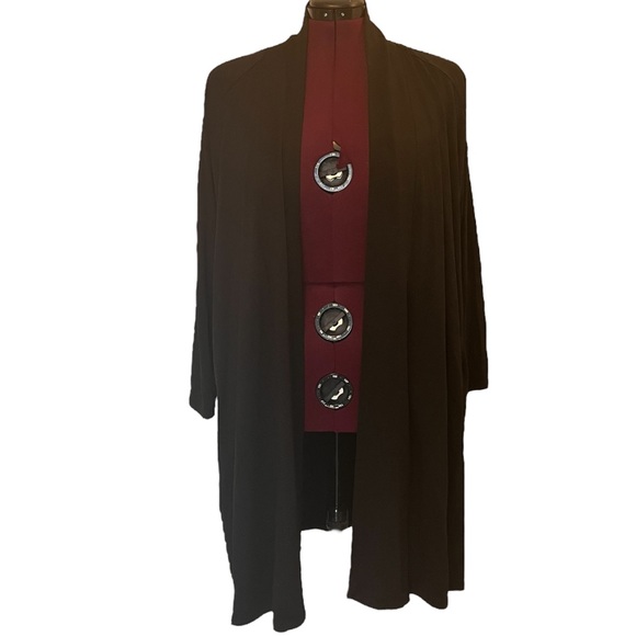 Eileen Fisher Stretch Jersey Knit Long Line Open Front Jacket/Cardigan - Picture 6 of 12